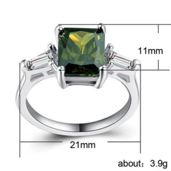 NEW Martini Olive Green Radiant Baguette Ring - Picture 5 of 5